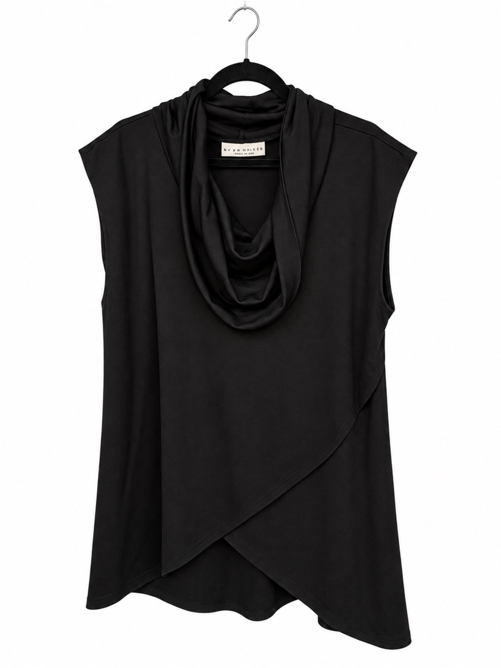Bryn Walker Women’s Medium Black Draped Cowl Neck Asymmetrical Tunic USA